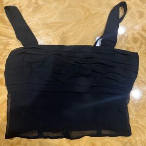 Abercrombie & Fitch Black Ruched Fitted Mesh Tank Top